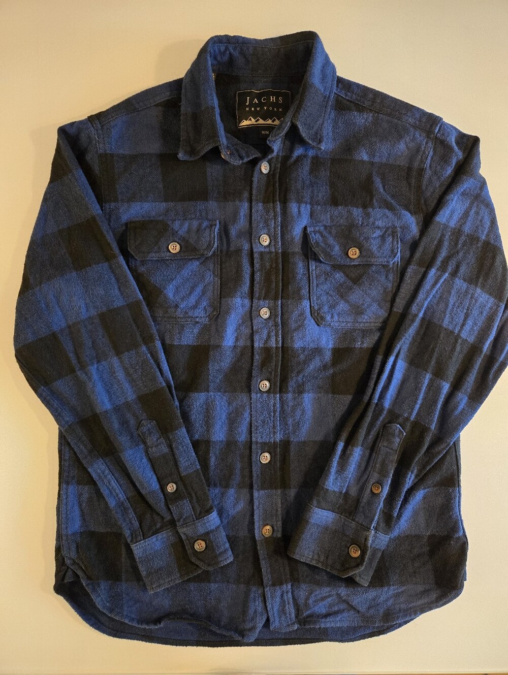 JACHS New York Blue Black Buffalo Plaid Flannel Shirt Men’s Medium